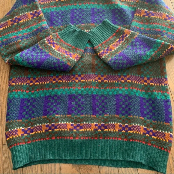 VINTAGE Benetton Made In Italy Multicoloured Shetland Wool Sweater Size Unknown - Picture 4 of 10